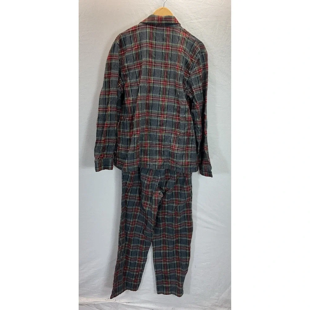 L.L.Bean Men's Scotch Plaid Flannel Pajama Set Gray Red Preppy Classic M‎ Cozy